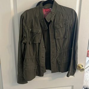 Army green jacket.